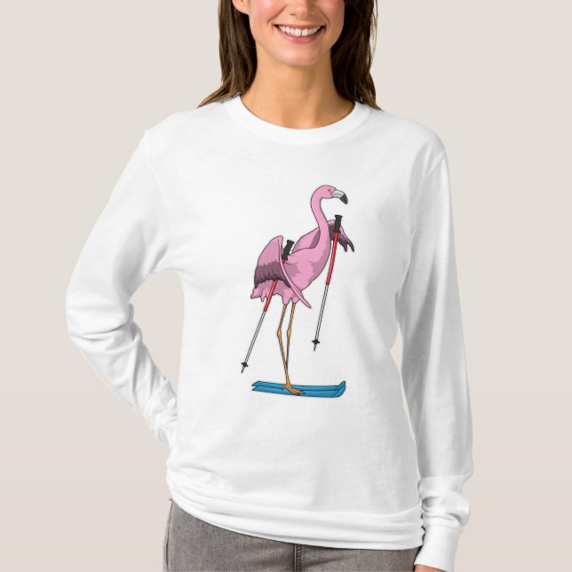T-shirt Ski de Flamant rose (Devant)