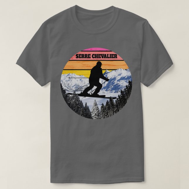 T-shirt Ski De Neige Serre Chevalier Champs De Ski France (Design devant)