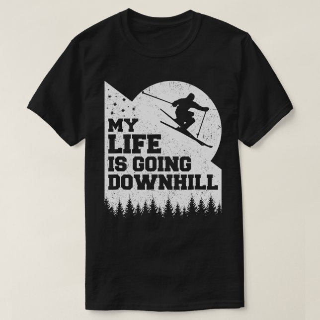 T-shirt Ski De Neige Tout En Descente D'Ici Drôle (Design devant)