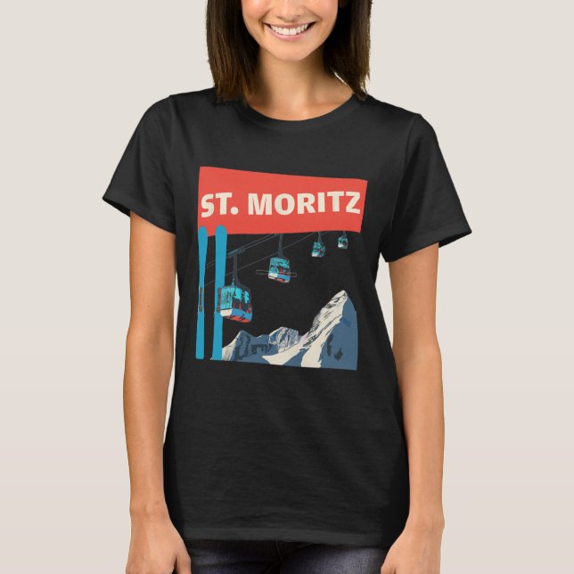 T-shirt Ski de St. Moritz - Retro St. Moritz Ski  (Devant)