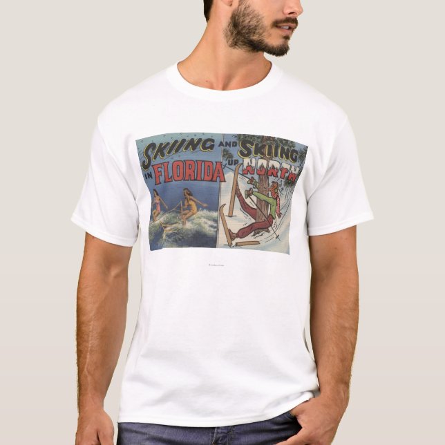 T-shirt Ski d'eau en Floride contre la neige skiant vers (Devant)