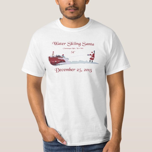 T-shirt Ski d'eau le père noël - lac Chautauqua (Devant)