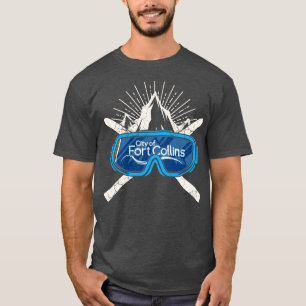 T-shirt Ski Fort Collins Colorado Drapeau Ski Sport d'hive