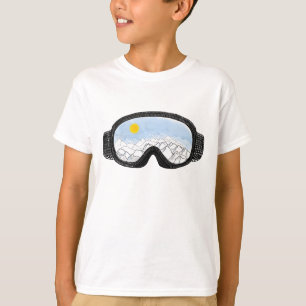 T-shirt Ski Goggles Mountain View Illustration