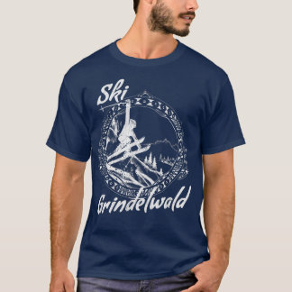 T-shirt Ski Grindelwald, Switzerland Vintage Snow Skiing V
