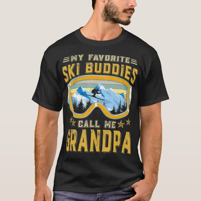 T-shirt Ski Mes Amoureux De Ski Préférés Appelez-Moi Grand (Devant)