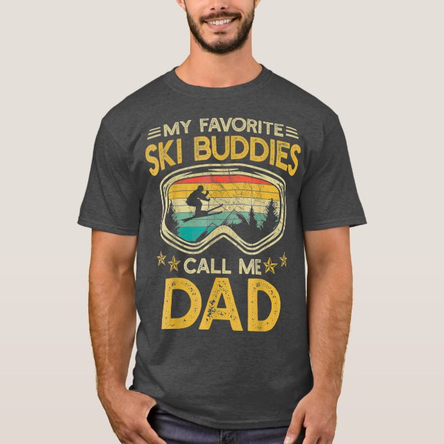 T-shirt Ski Mes Amoureux De Ski Préférés Appelez-Moi Papa (Devant)