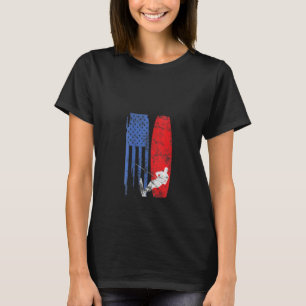 T-shirt Ski nautique américain Drapeau Wakeboard Skier