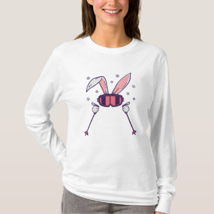 T-shirt Ski Rabbit avec bâtons de ski et lunettes de ski