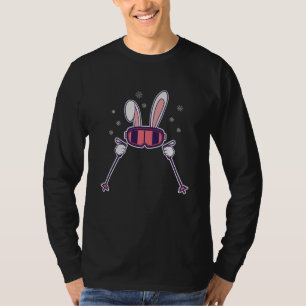 T-shirt Ski Rabbit avec bâtons de ski et lunettes de ski