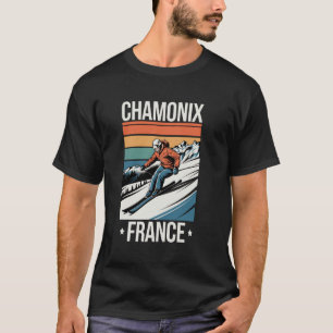 T-shirt Ski rétro Chamonix France, Ski de montagne françai