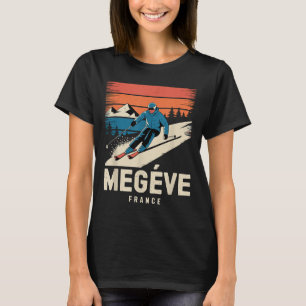T-shirt Ski Rétro Megève France, ski Vintage
