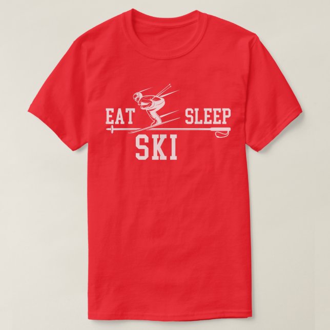 T-shirt Ski Ski Manger Sleep Répéter hiver Neige Sport Ski (Design devant)
