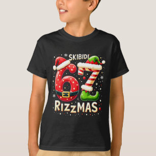 T-shirt Skibidi 67 Rizzmas Noël Mème Drôle Elf Santa 
