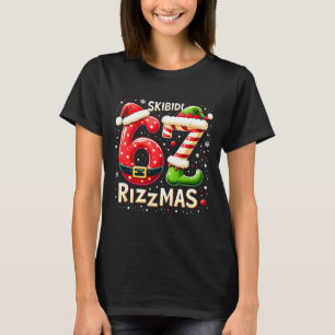 T-shirt Skibidi 67 Rizzmas Noël Meme Drôle Elfe Père Noël