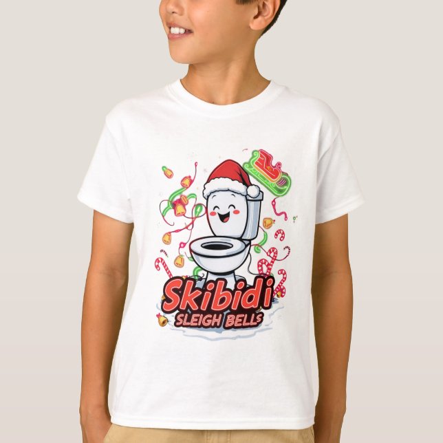 T-shirt  Skibidi Sleigh Bells gen Alpha meme Christmas (Devant)