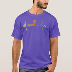 T-shirt Skier vintage Cadeau Heartbeat Ski Ski