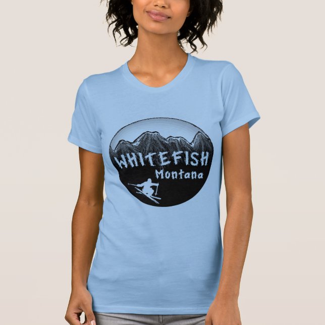 T-shirt Skieur artistique du Montana de poisson à chair (Devant)