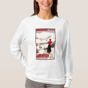 T-shirt Skieur de femme donnant sur l'affiche d'Adelboden