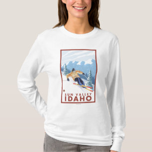 T-shirt Skieur de neige de Downhhill - Sun Valley, Idaho