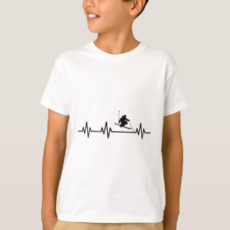 T-shirt Skiing Heartbeat Life Heart Ekg Pulse 