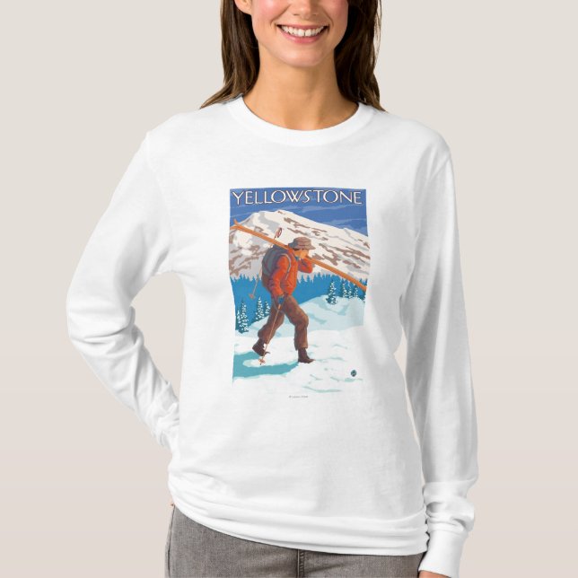 T-shirt Skis de transport de neige de skieur - (Devant)