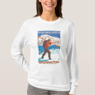 T-shirt Skis de transport de neige de skieur - 49 degrés