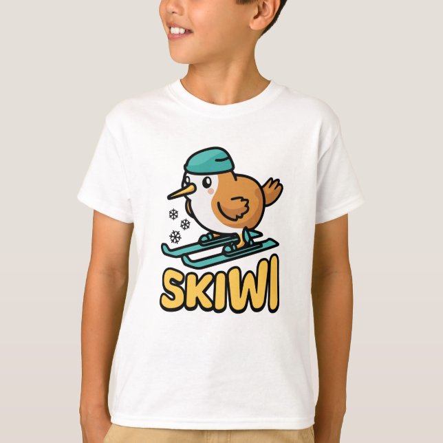 T-shirt Skiwi ! Cute Skiing Kiwi Pun (Devant)