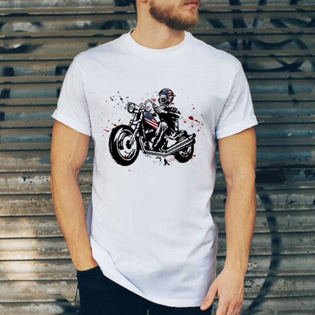 T-shirt Skull Biker avec casque de drapeau américa (Créateur téléchargé)