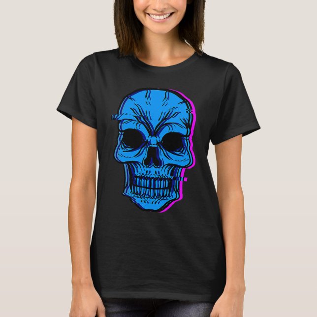 T-shirt Skull Blue Skeleton Bones Party Perfect  Idea (Devant)