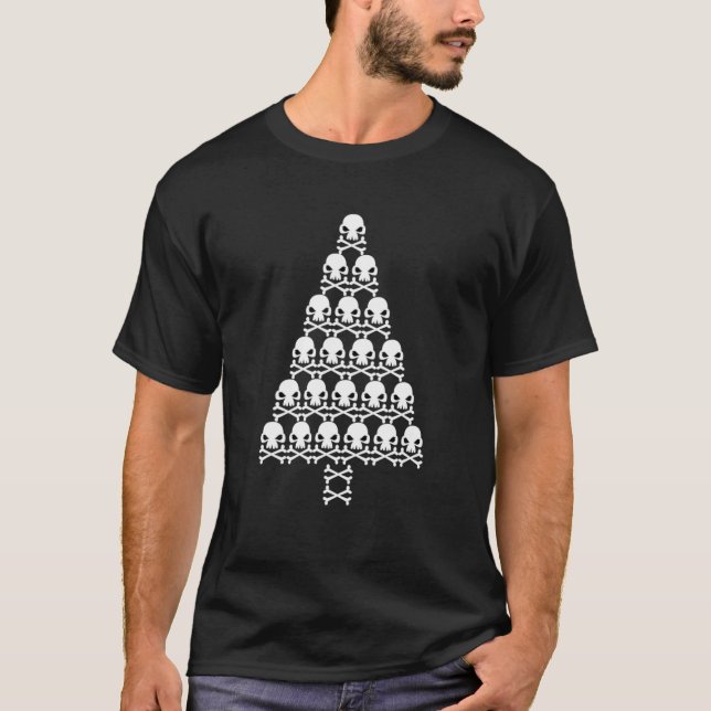 T-shirt Skull Christmas Tree Funny Gothic Gothic Punk Chri (Devant)