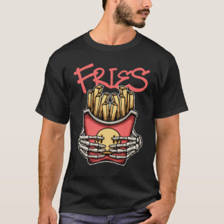 T-shirt Skull Hands Grasping French Fries streetwear 