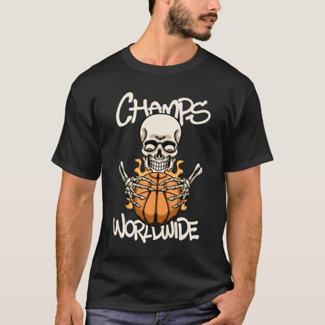 T-shirt Skull Holding Basketball streetwear  (Devant)