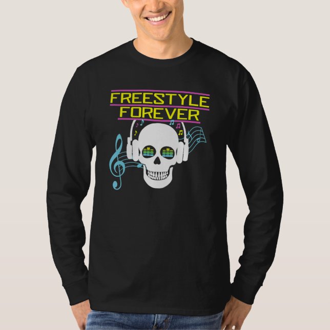 T-shirt Skull libre pour toujours avec casque Jamming 80s (Devant)