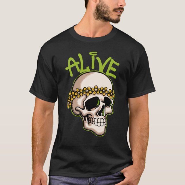T-shirt Skull with Flowers streetwear (Devant)