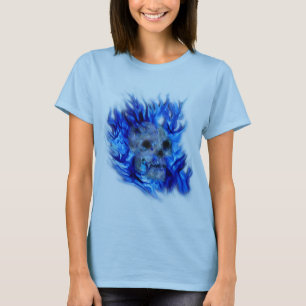 T-shirt SKULT & BLUE FLAMES Aaryn Steele Art Top