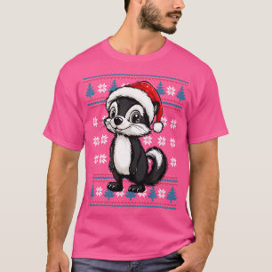 T-shirt Skunk Santa Hat Vilain Noël Amateurs de Skunk Holi
