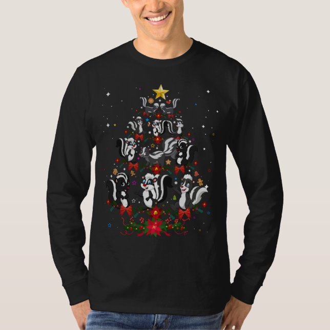 T-shirt Skunks Xmas Arbre cadeau Santa Hat Skunks Noël (Devant)