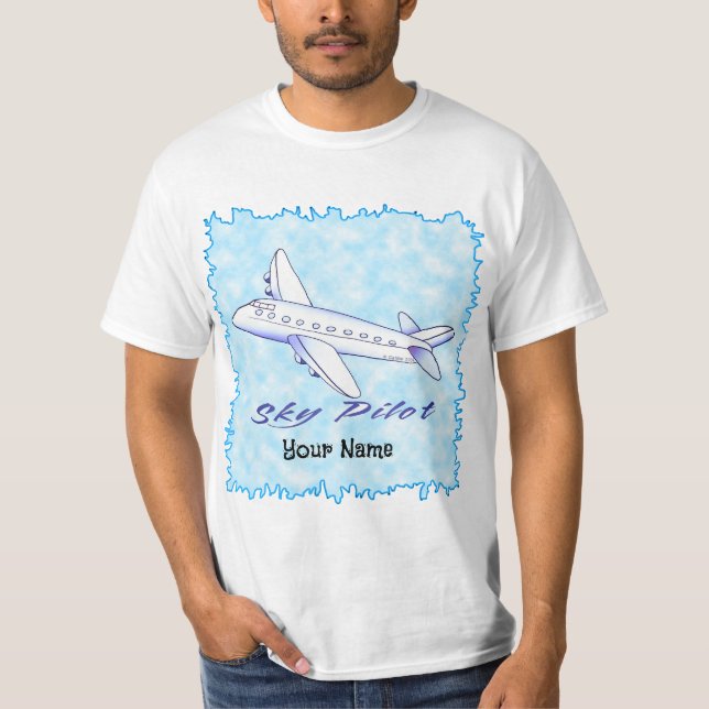 T-shirt Sky Pilot Avion Bleu  (Devant)