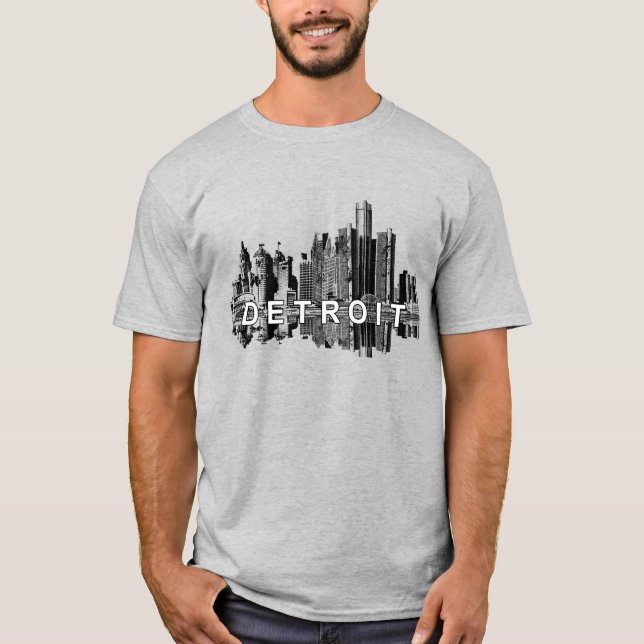 T-shirt Skyline de Detroit, Michigan (Devant)
