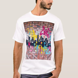 T-shirt Skyline urbain peint en Spray