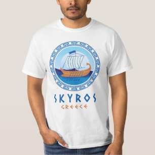 T-shirt Skyros, Grèce Conception de bateau grec Homme