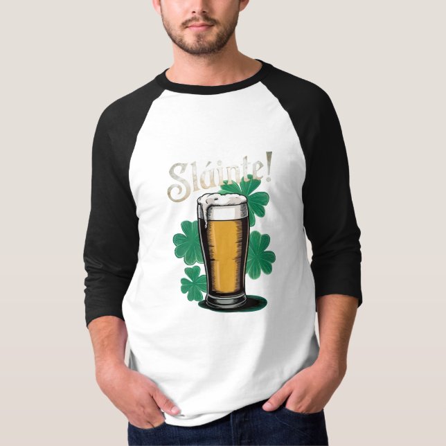 T-shirt Slàinte ! Saint Patrick's Day Pint of Beer on Gree (Devant)