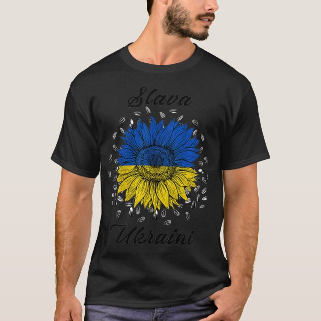 T-shirt Slava Ukraini Tournesol Je Me Trouve Avec Le Drape (Devant)