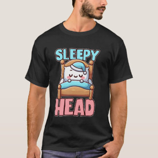 T-shirt Sleepy Head Cute Bedtime Cartoon