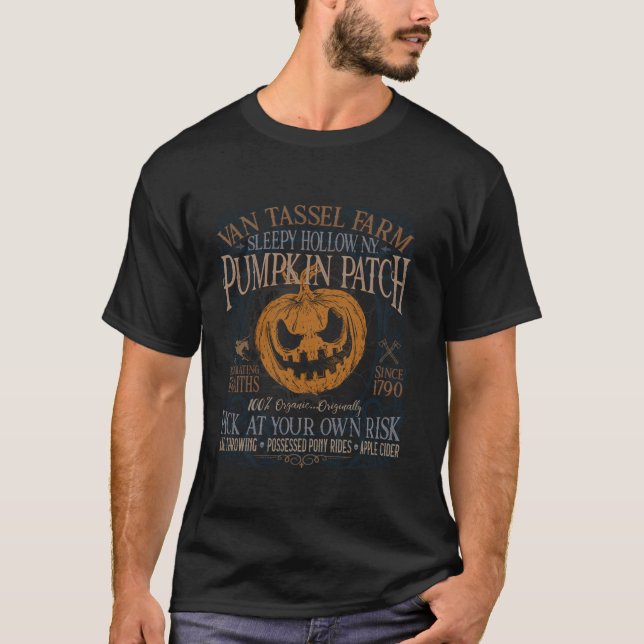 T-shirt Sleepy Hollow Citrouille cueillette ferme drôle Ha (Devant)