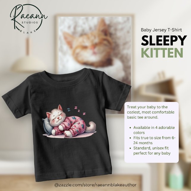 T-shirt Sleepy Kitten Baby Fine Jersey (Créateur téléchargé)