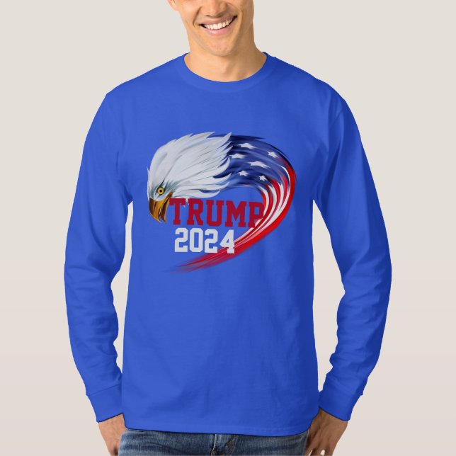 T-shirt Sleeve de l'aigle américain Trump 2024 (Devant)