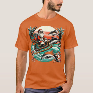 T-shirt Sleigh Ride d'été Santas traîneau tiré par le daup