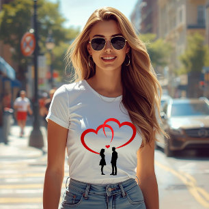 T-Shirt slim ajusté pour femmes Deux en amour